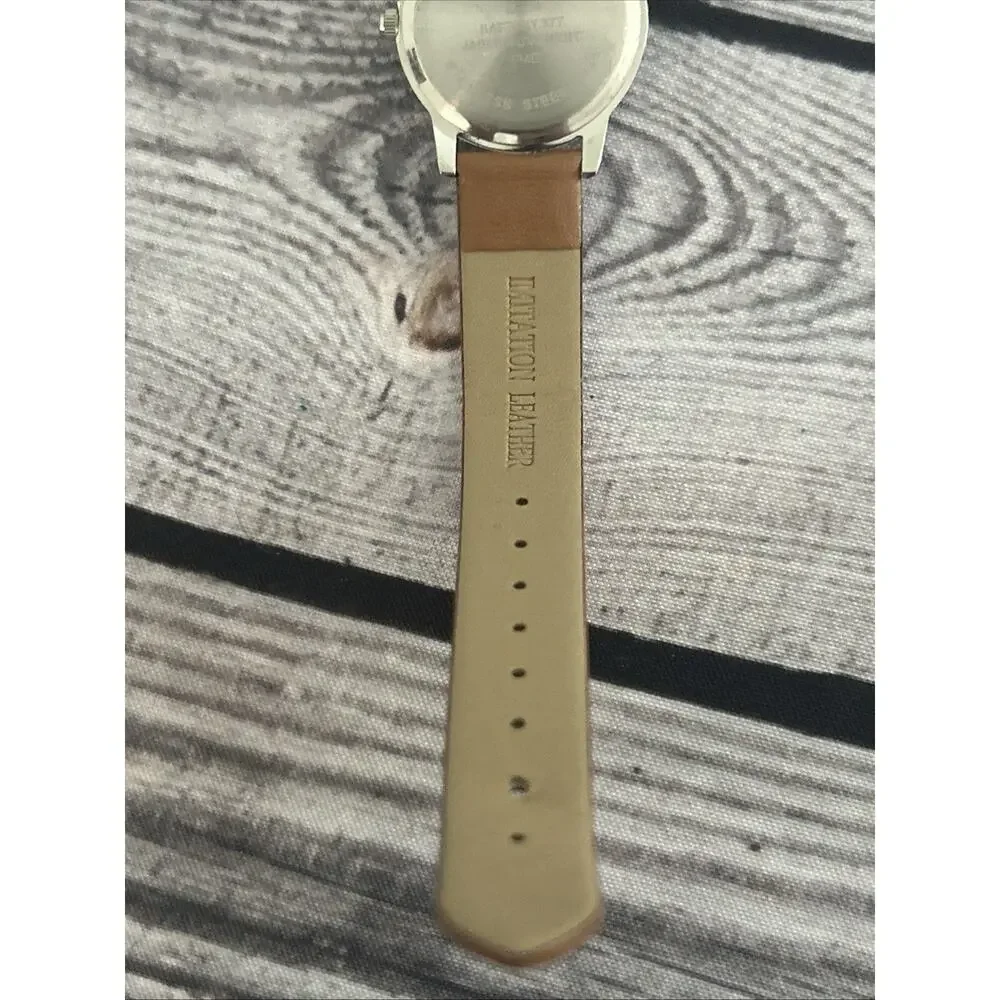 Silver Tone White Dial Brown Band Women’s Quartz Watch